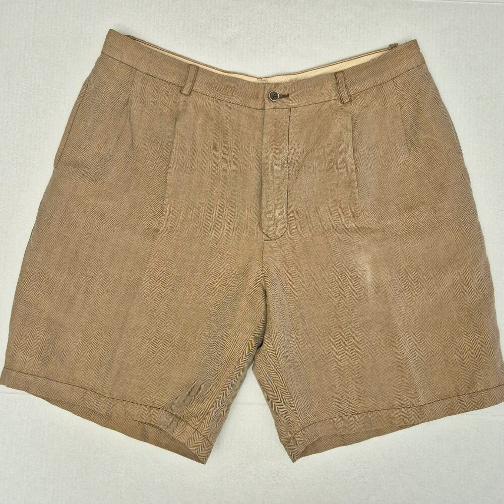 Tommy Bahama Men's Sz 42 Linen Silk Chino Shorts Beige Pockets 9"
